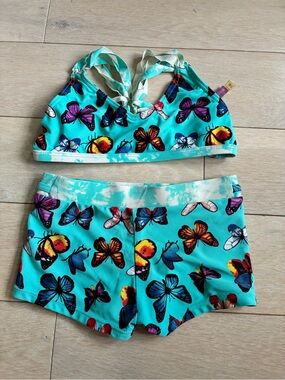Vigoss Girls Butterfly Two-Piece Swim Set - Turquoise Size 7/8 GUC